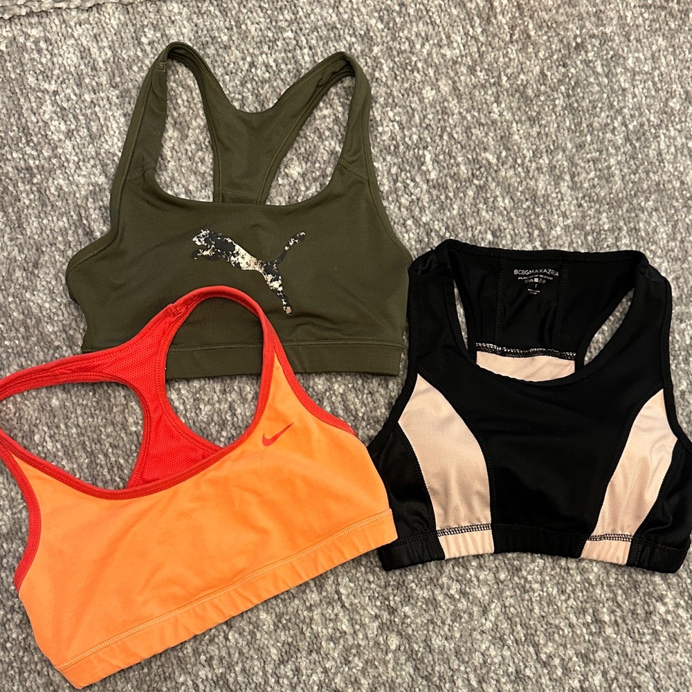 NWOT- Puma & BCBGMaxAzria and reversible coral orange Nike sports Bras SM